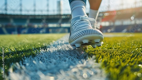 Focused Feet of Athlete in Soccer Shoes During Practice