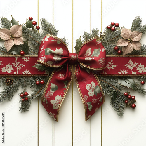 christmas wreath with red ribbon and bow