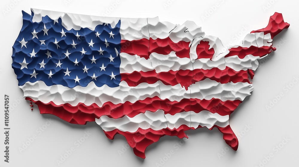 Fototapeta premium 3D Map Art Depicting the United States Flag