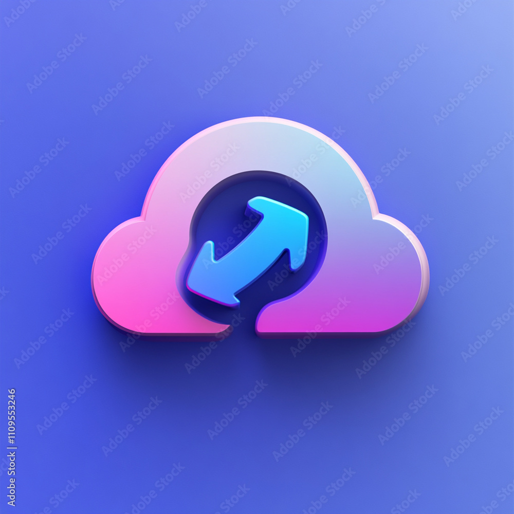 Cloud Icon with Sync Arrows for Data Storage Cloud Icon with Sync Arrows for Data Storage