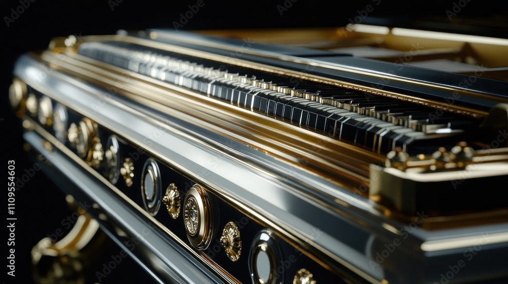 Naklejka premium Close-up of a Luxurious Gold Piano