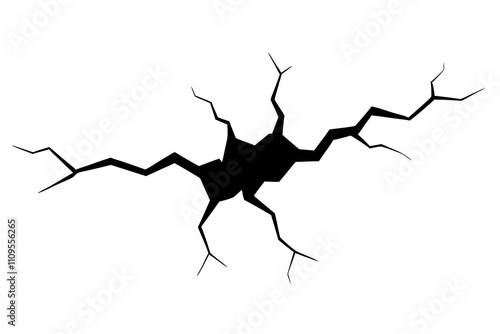 Crack vector wall line effect | isolated silhouette vector illustration on white background