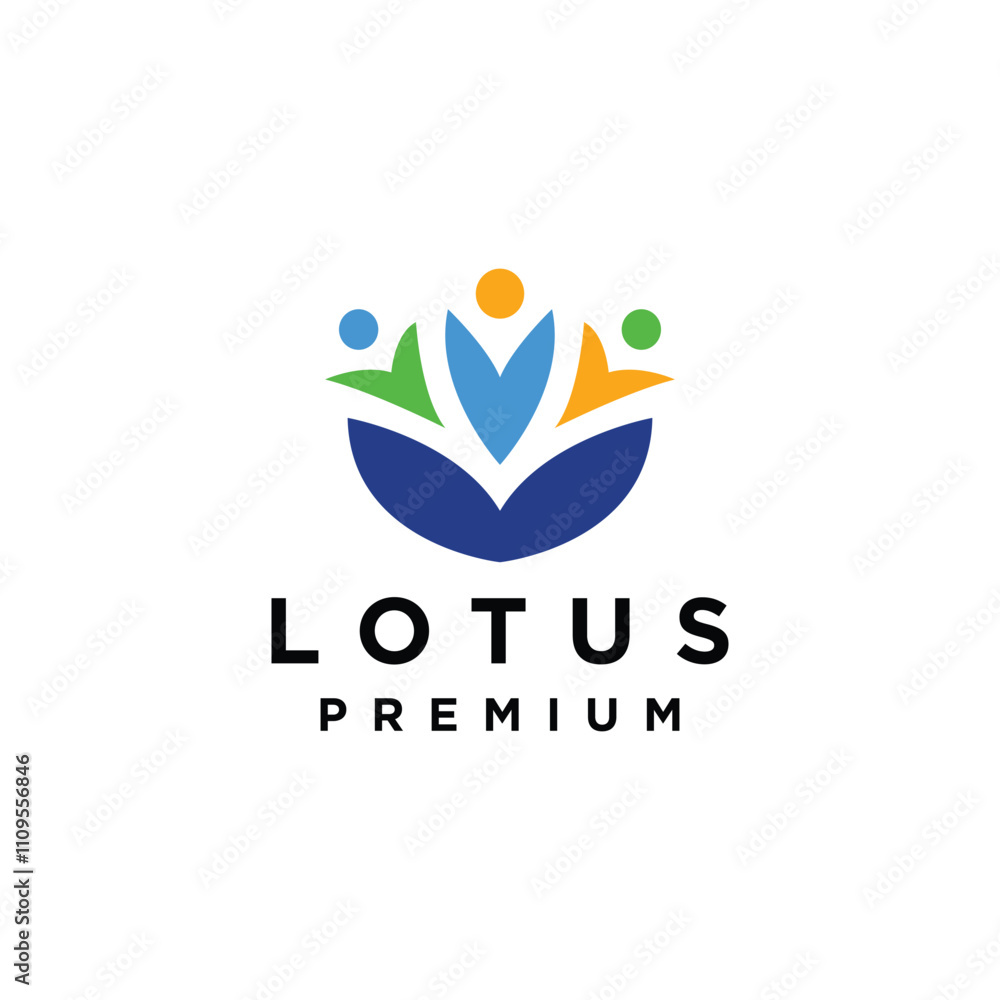 lotus with people logo design vector lotus with people logo design vector
