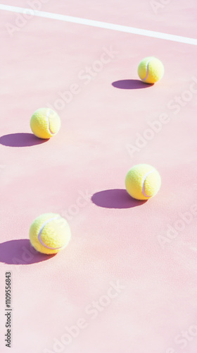Tennis balls arranged on pastel color background, sport concept,