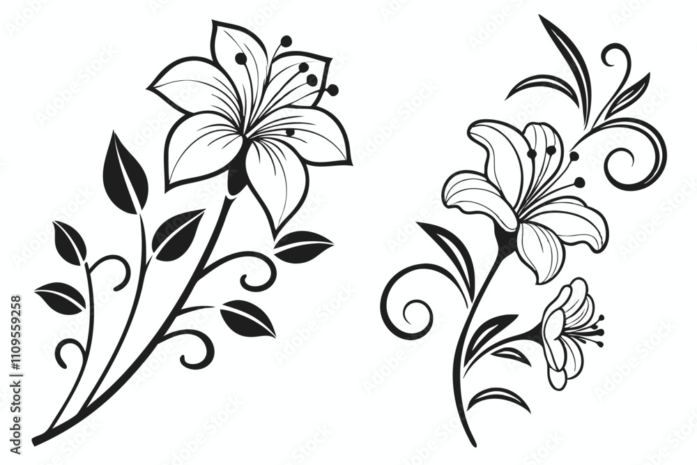 Decorative icon silhouette black and white floral design B.eps Decorative icon silhouette black and white floral design B.eps