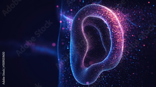 Abstract Ear Design with Colorful Particles