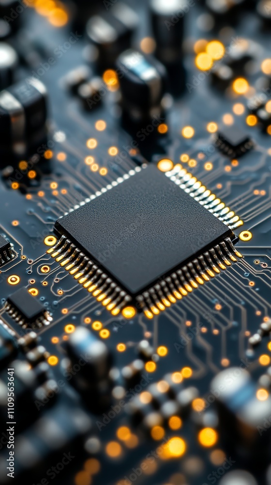closeup of a digital chip setup surface closeup of a digital chip setup surface
