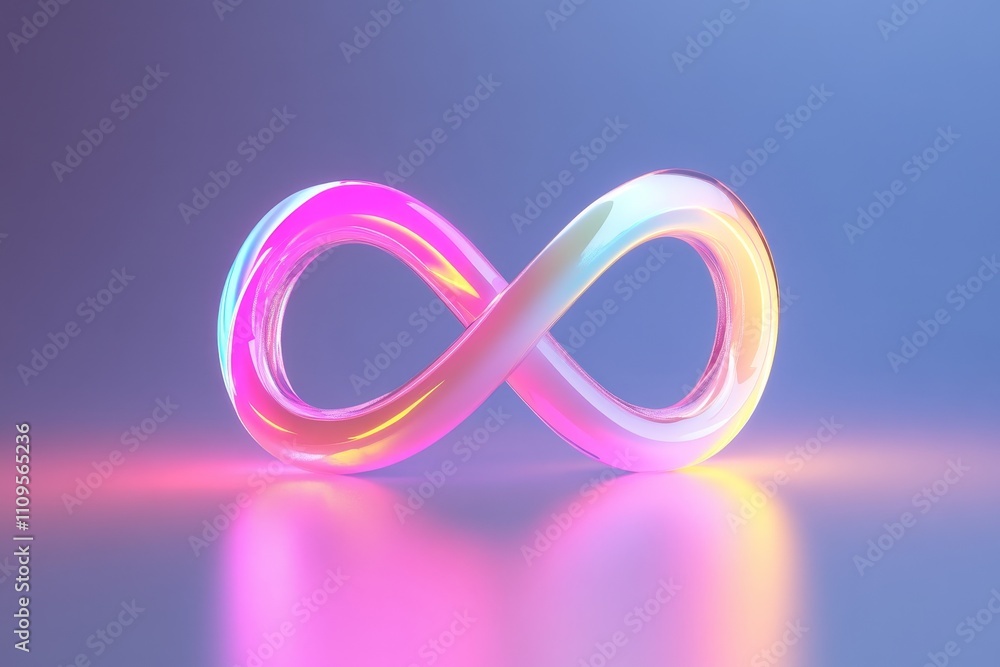 3d glowing neon infinity sign with blue background 3d glowing neon infinity sign with blue background
