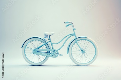 light blue bicycle on white background photo