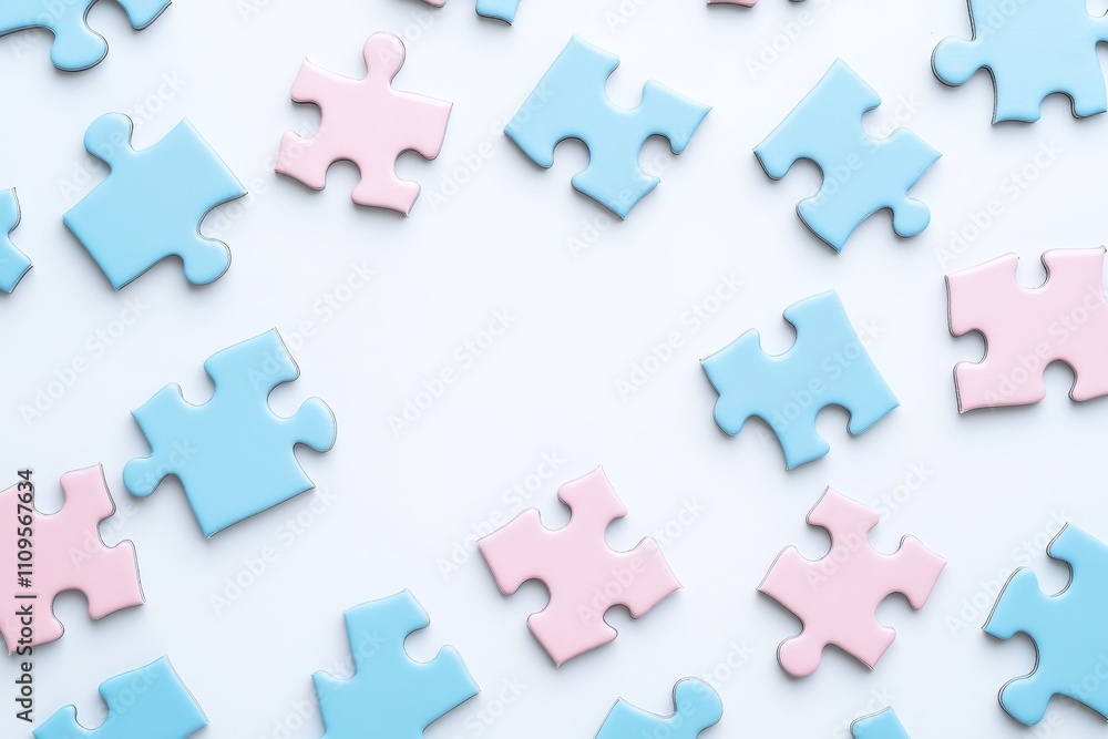 Naklejka premium pastel color puzzles on white background