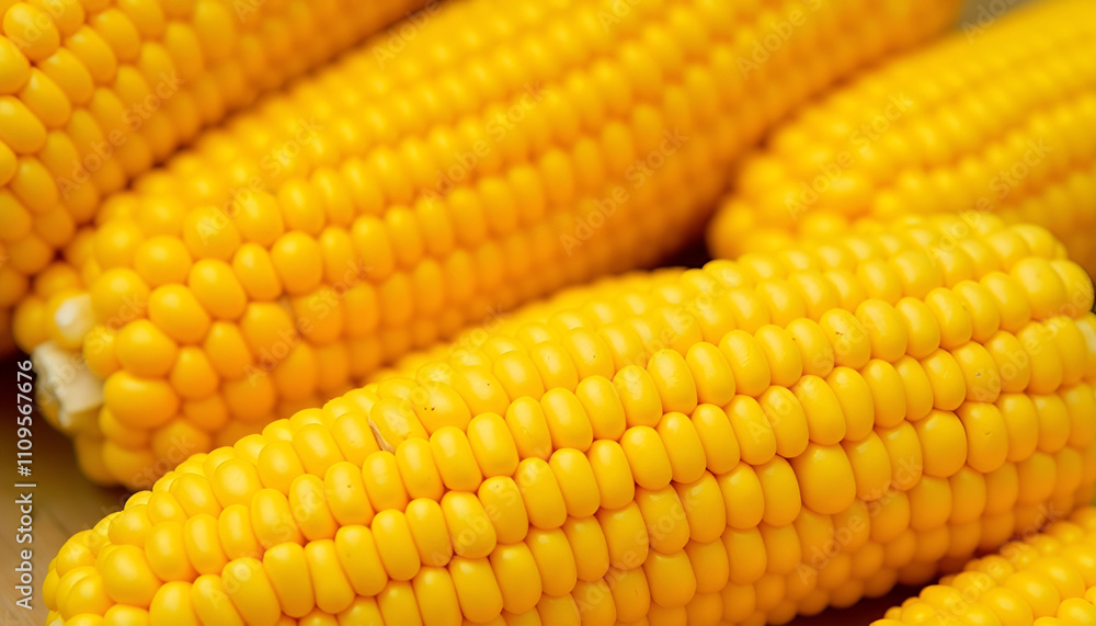 Close-up of fresh yellow corn cobs stacked together Close-up of fresh yellow corn cobs stacked together