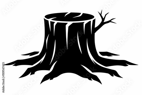 Tree Stump vector silhouette black design white background