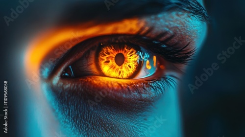 Captivating Close-Up of a Bright Orange Eye photo