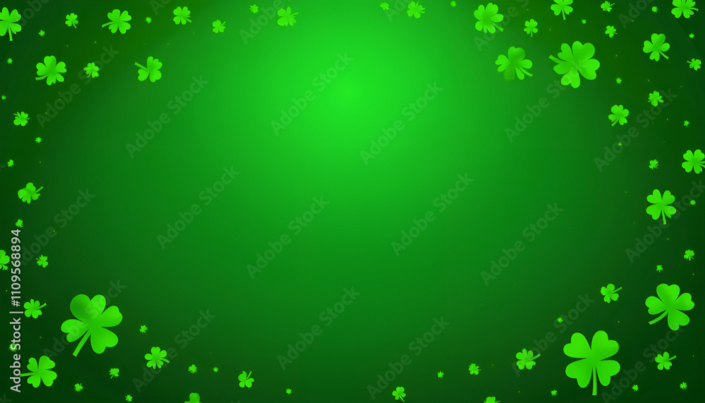 Abstract background of vibrant green shamrocks with soft bokeh effects Abstract background of vibrant green shamrocks with soft bokeh effects