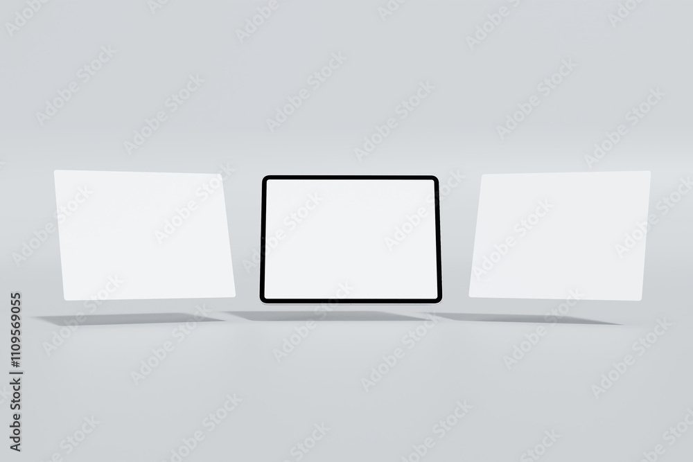 Tablet computer with blank white screen, isolated on white background Tablet computer with blank white screen, isolated on white background