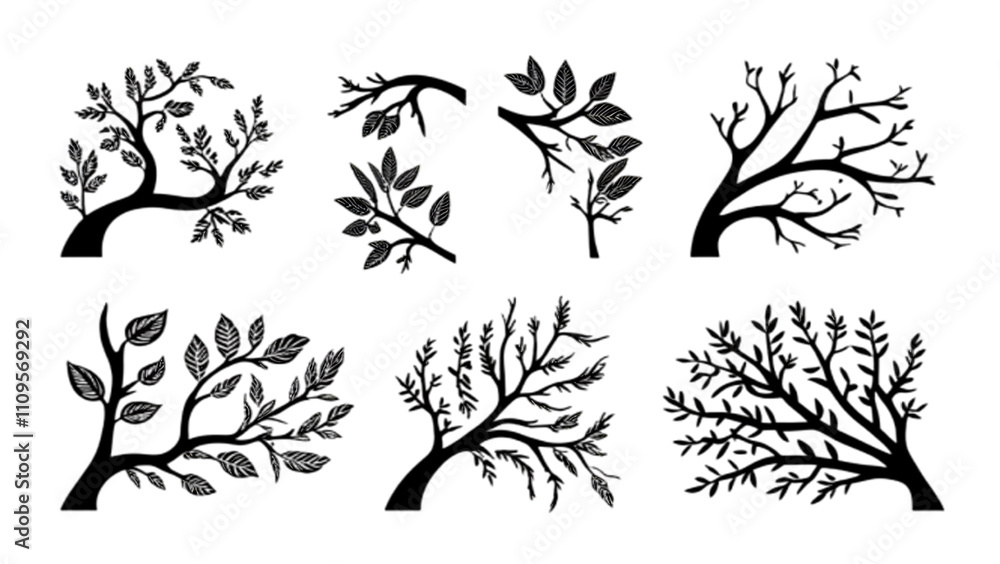 Fototapeta premium Winter tree silhouette collection