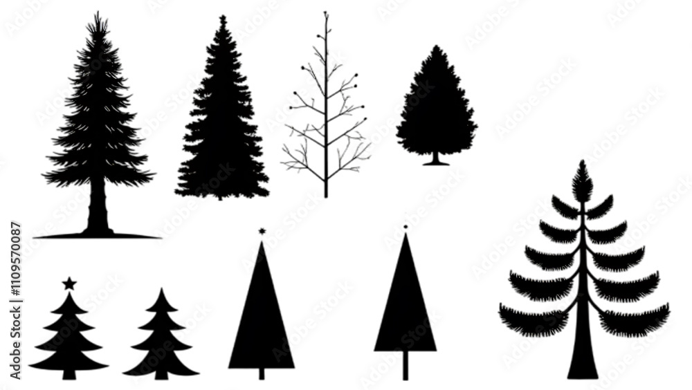 Obraz premium Winter tree silhouette collection