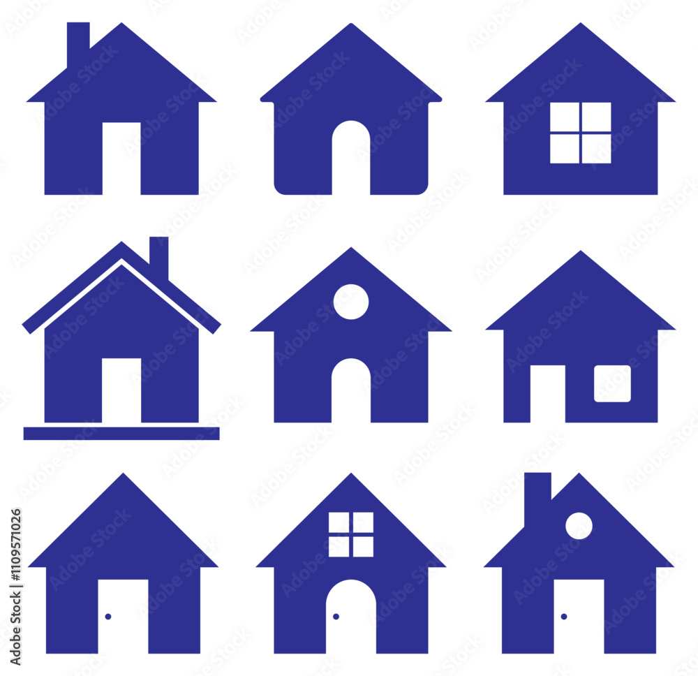 Fototapeta premium Home button icons set. Home page icon. Simple house symbols. Building icon. Vector illustration.