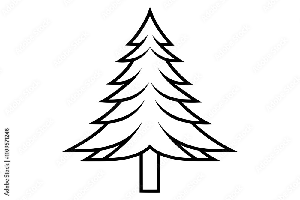Fototapeta premium Pine Tree line art vector design white background