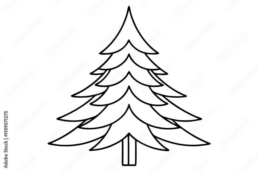 Fototapeta premium Pine Tree line art vector design white background