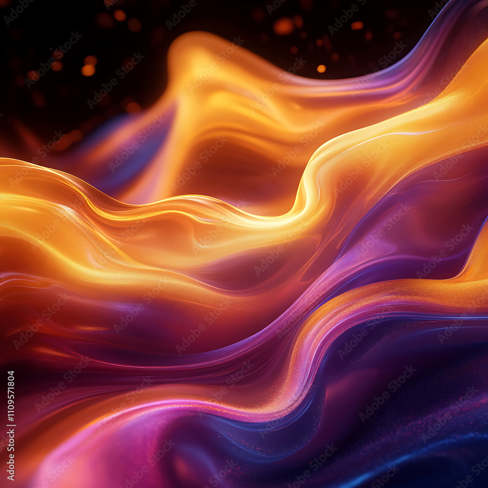 Obraz premium Glowing liquid color waves background, Generative Ai