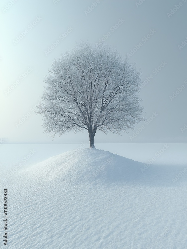 Fototapeta premium Solitary Tree in Winter Snow Landscape