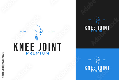 Line art of knee joint bone logo design vector concept template illustration