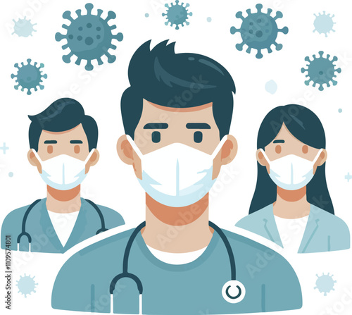 People with medical face mask coronavirus vector image  icon  on a white background