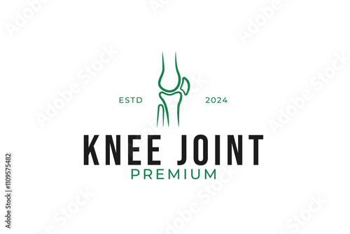 Knee joint bone icon with line style logo design vector concept template illustration