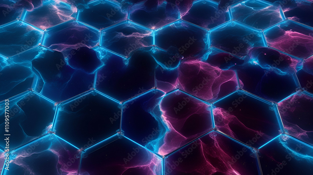 Fototapeta premium Digital Horizon: A Futuristic Hexagonal Realm Background 
