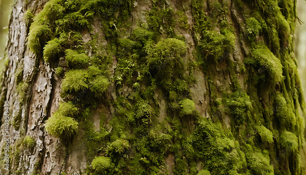 Lush green moss spreading across a natural surface. Lush green moss spreading across a natural surface.