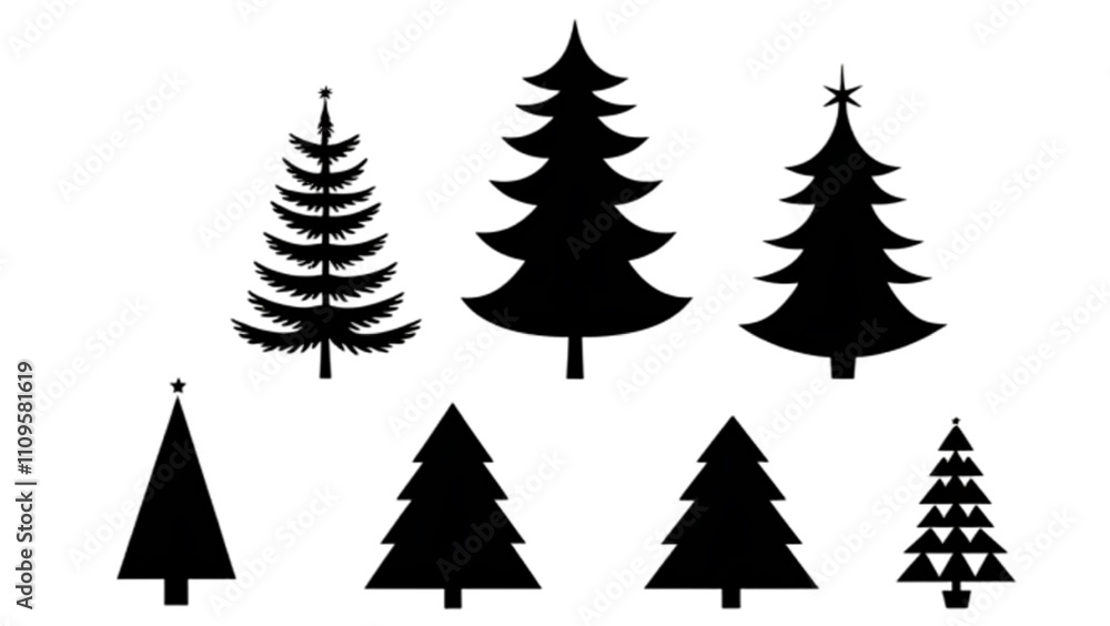 Obraz premium winter cristmas tree silhouette on white