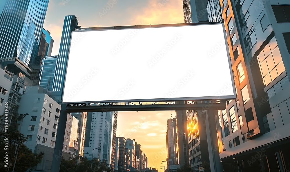 Large blank billboard on a city street during sunset, offering space for advertising with high-rise buildings in the background. Concept of marketing, advertising, and urban life, Generative Ai
Large blank billboard on a city street during sunset, offering space for advertising with high-rise buildings in the background. Concept of marketing, advertising, and urban life, Generative Ai