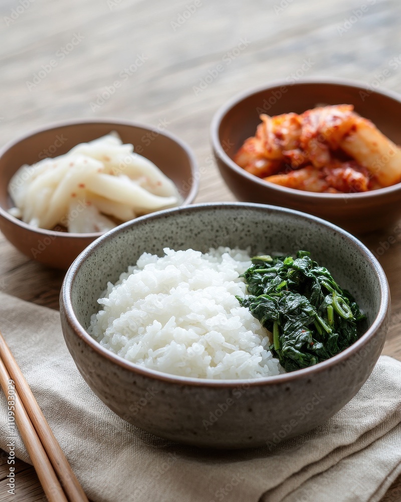 Delicious korean meal preparation home kitchen food cozy environment top down view culinary art Delicious korean meal preparation home kitchen food cozy environment top down view culinary art