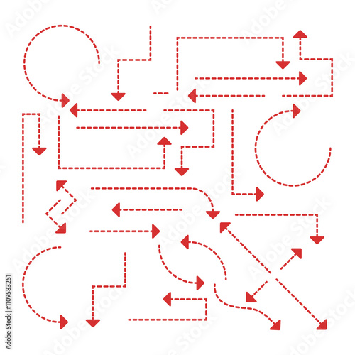 Complex Red Arrow Diagram on White Background for Infographic Design