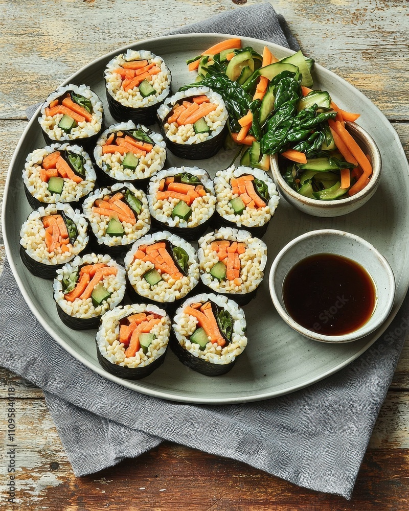 Sushi making experience kitchen food rustic setting overhead angle culinary arts and healthy living Sushi making experience kitchen food rustic setting overhead angle culinary arts and healthy living