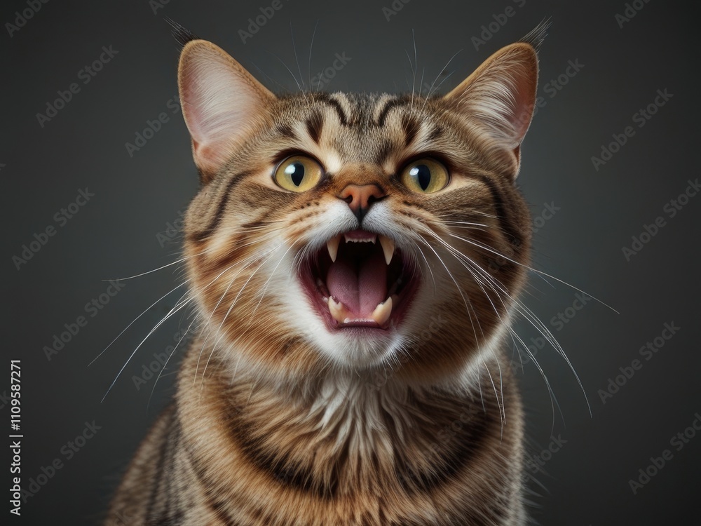 Surprised cat with wide eyes angry and curious reaction Surprised cat with wide eyes angry and curious reaction