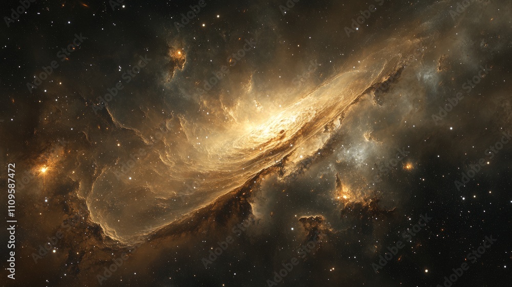 Fototapeta premium Galactic Wonder, a vibrant cosmic landscape filled with swirling nebulas and sparkling stars, igniting curiosity and awe in the vastness of the universe.