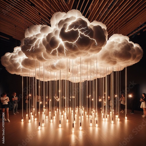 Floating Cloud Light Suspends a cloud like structure from the ce photo