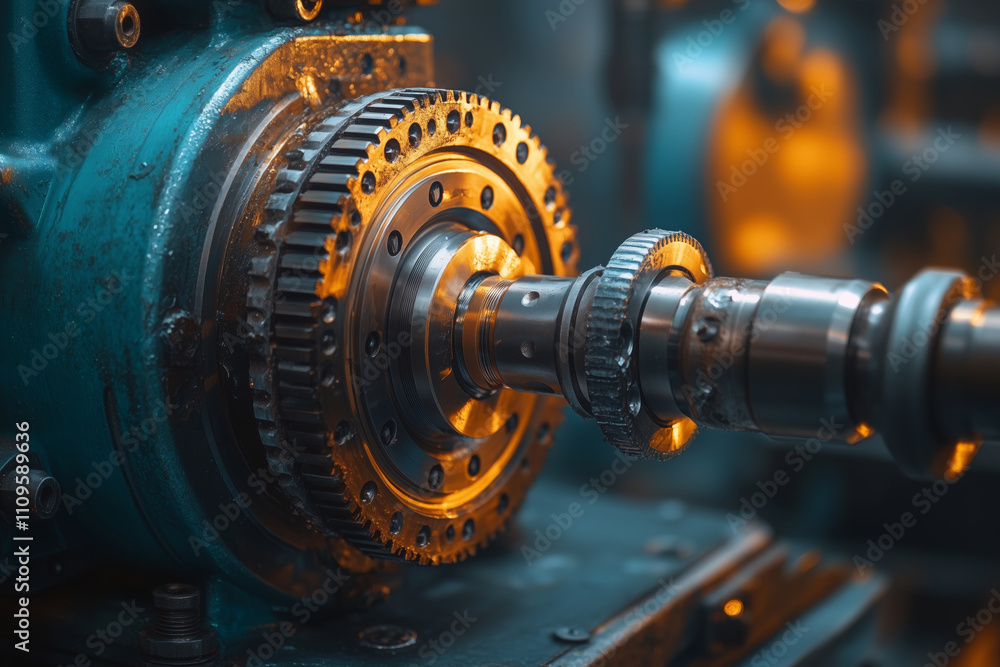Artistic representation showcasing a lathe machine in a workshop setting Artistic representation showcasing a lathe machine in a workshop setting
