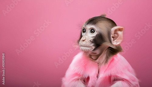 monkey with pink hair