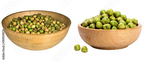 Wallpaper Mural Wasabi-coated peas in wooden bowls isolated with transparent background Torontodigital.ca