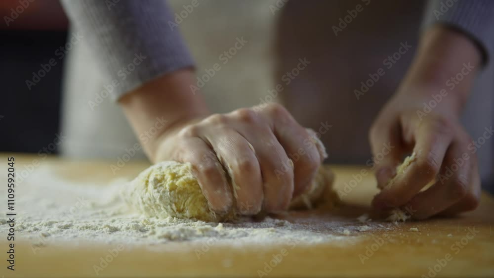 Hands kneading dough for homemade bread or pastries Hands kneading dough for homemade bread or pastries