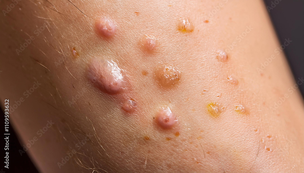 Fototapeta premium Skin with acne close-up. Dermatology health problems