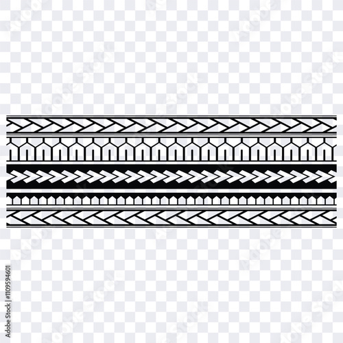 Polynesian tattoo tribal band design. Samoan tattoo tribal ornament border.
Decoration seamless pattern.