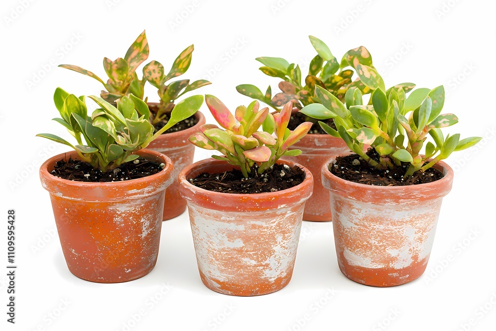 Fototapeta premium Potted Succulents in Terracotta Pots for Indoor Decoration