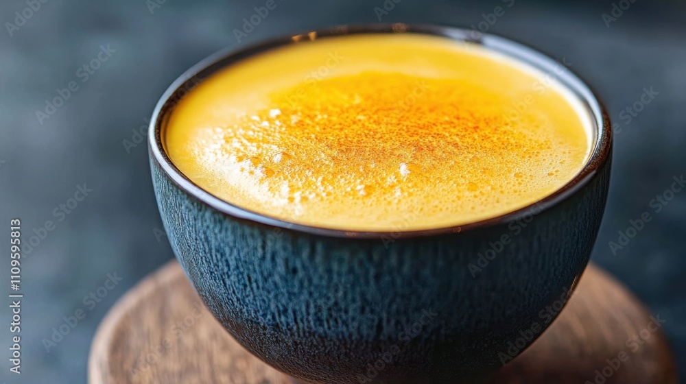 a luxurious Vietnamese egg coffee with a creamy top layer, served in a rustic ceramic bowl a luxurious Vietnamese egg coffee with a creamy top layer, served in a rustic ceramic bowl