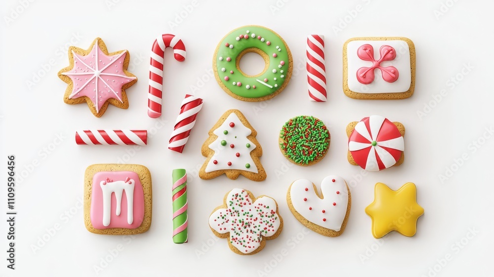 Fototapeta premium Colorful decorated holiday cookies assortment.