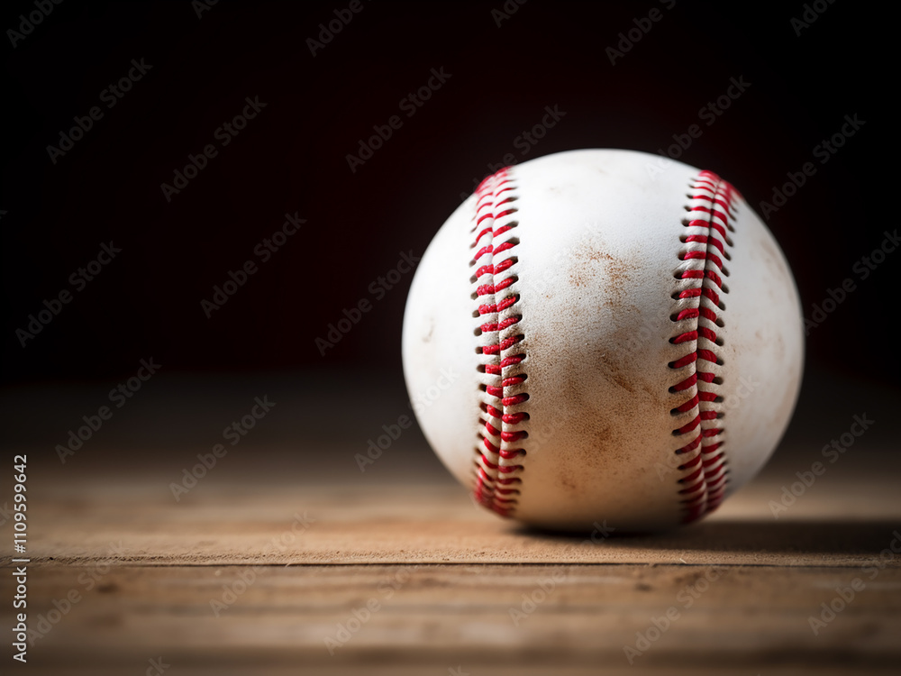 A close up of a baseball on the chalk line with space for text A close up of a baseball on the chalk line with space for text