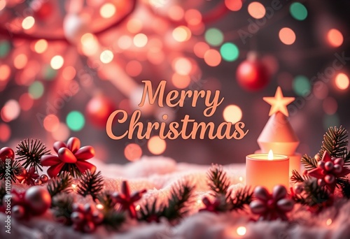 Merry Christmas, Christmas Card Magical Background with Cool Effects